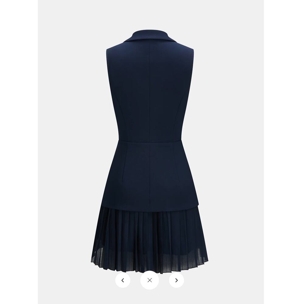 NWT Commense Blazer Style Pleated Mini Sleeveless Dress Sz S - Picture 4 of 6
